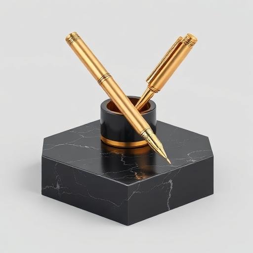 Canetas douradas sobre mármore